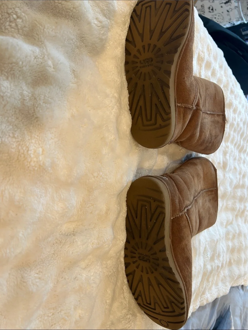 UGG Tall Shearling-Lined Suede Boots in Chestnut